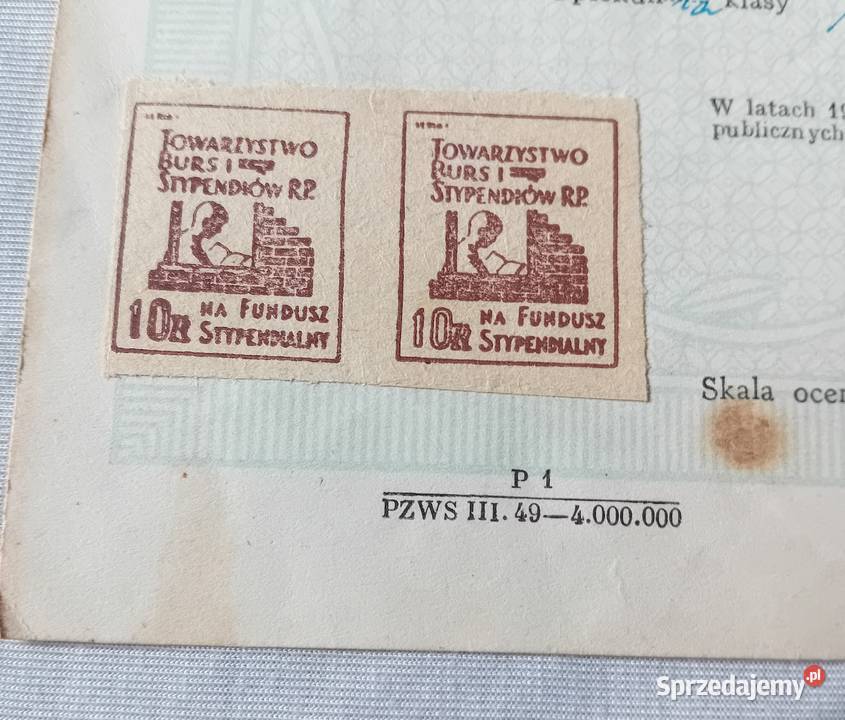 Świadectwo ukończenia klasy 3 szkoły stopnia Koźminek