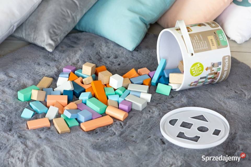 Drewniane klocki 50 wiaderko sorter Ecotoys