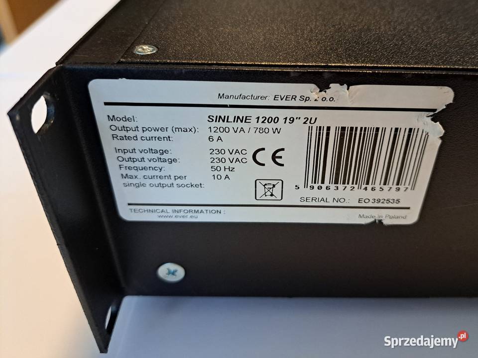Zasilacz UPS EVER Sineline 1200VA 19 2U USB HID Kielce sprzedam