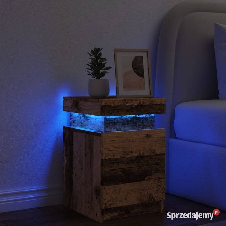Szafka nocna z LED stare drewno 35x39x55 Warszawa