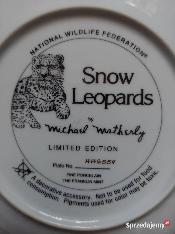 Kolekcjonerski talerz ozdobny Snow leopards lubelskie Chełm