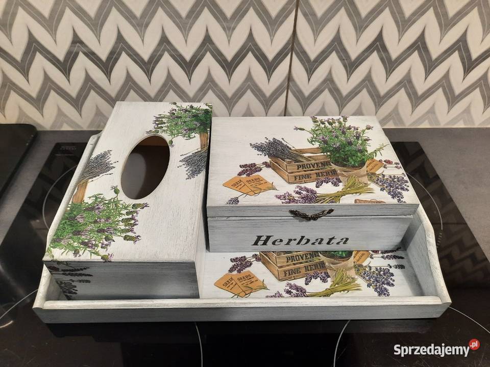 Komplet lawenda taca herbaciarka chustecznik opolskie Kędzierzyn-Koźle sprzedam