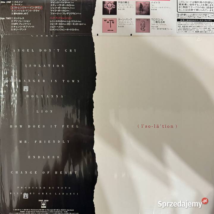 Toto Isolation EXNM Japan Obi LP 1984 CbsSony Gdynia