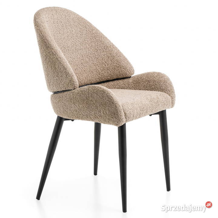 Krzesło Tapicerowane Bergamo Boucle Ciemnobeżowe