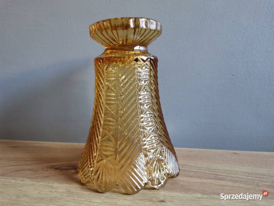 Stary wazon szkło miodowe HSG Ząbkowice design Porcelana i szkło Katowice