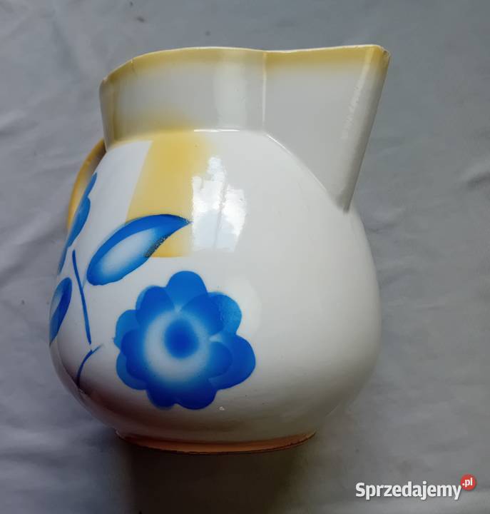 Fajansowy dzbanekmlecznik art deco zdobienia Koźminek