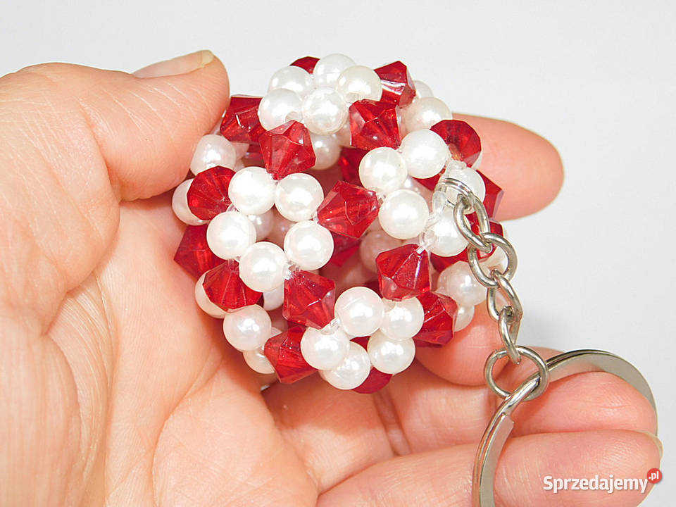 Brelok Piłka ręcznie szyty bordo Dębogórze