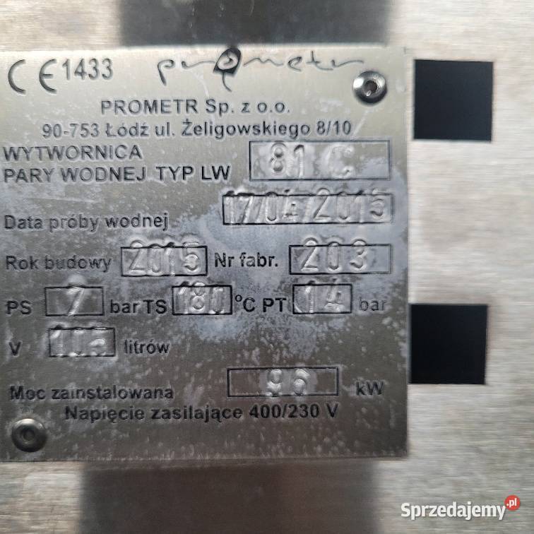 Wytwornica Pary LW 81C Prometr Opoczno