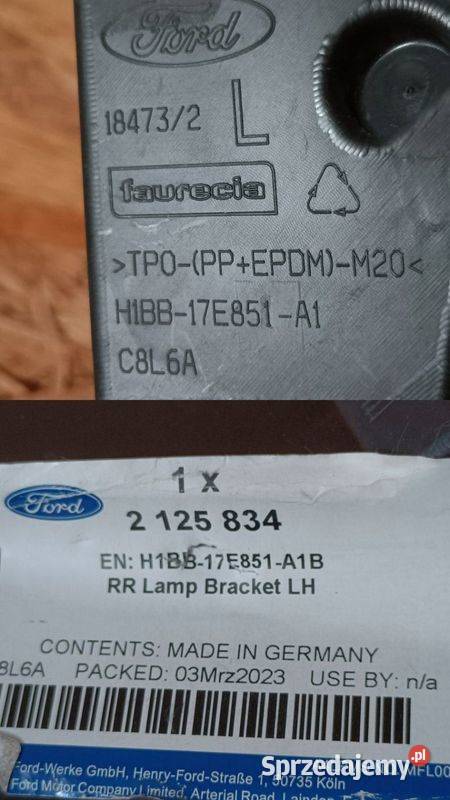 FORD FIESTA MK8 ŚLIZG MOCOWANIE LAMPY ZDERZAK