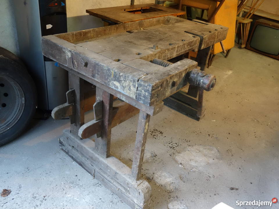 Zabytkowy warsztat stolarski drewniany stół Tarnowskie Góry