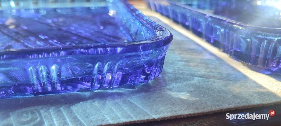 Taca patera szkło barwione kobaltowe 2kpl Bydgoszcz