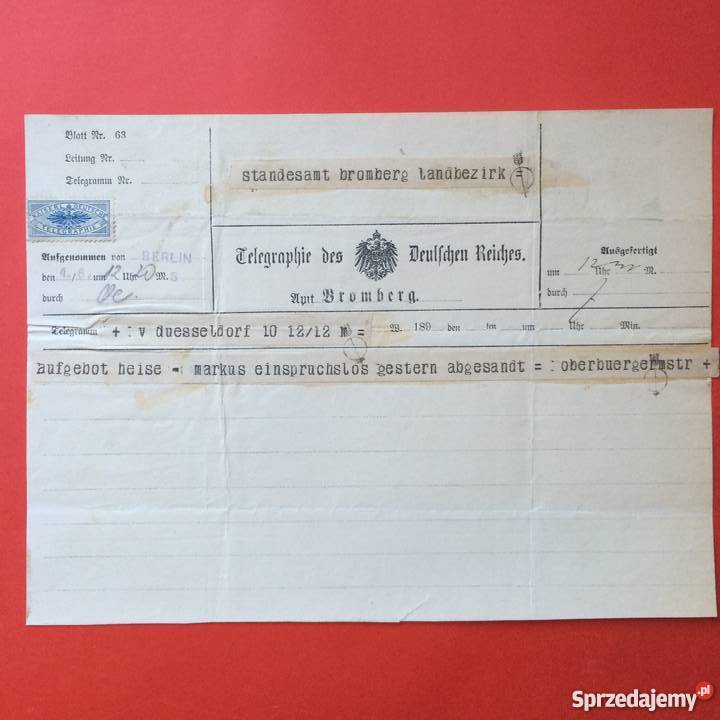 1117 Telegram Berlin Bromberg Szczecin