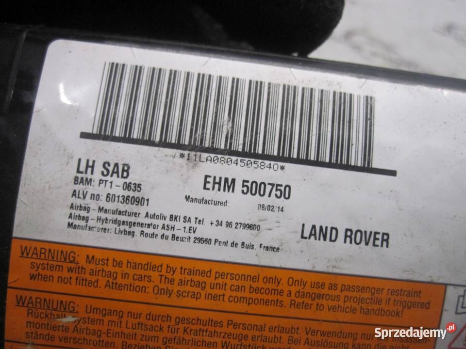 RANGE ROVER SPORT I L320 LIFT 08r poduszka osobowe Poduszki powietrzne