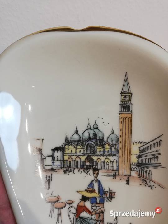 Paterka ze sceną sygnowana porcelana ecru Gorlice sprzedam