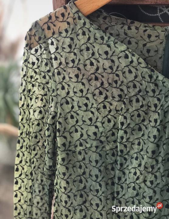 Sukienka neonowa vintage zielona z długim