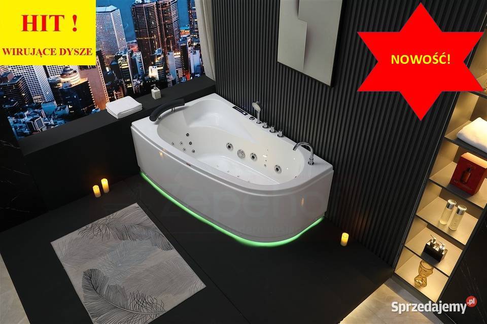 Wanna z hydromasażem EBX101 R PRAWA prostokątna Grabówka