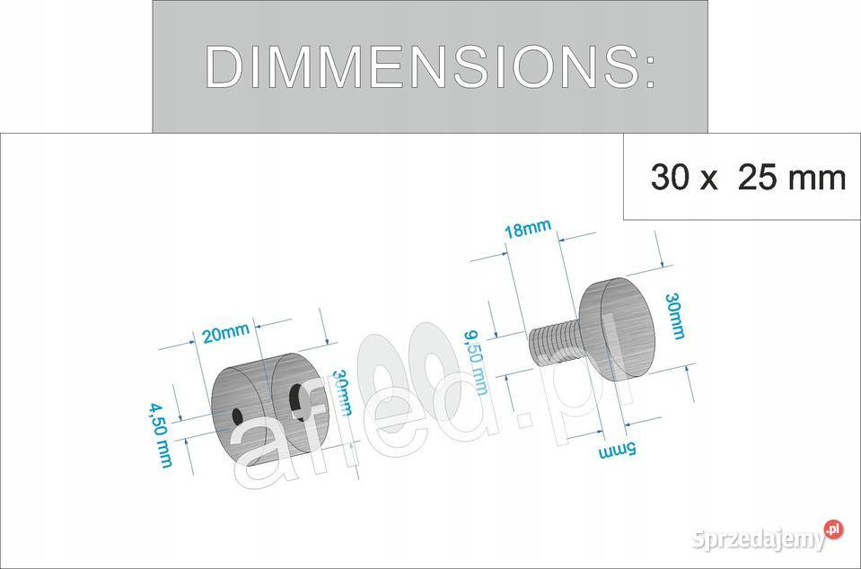 Dystans montażowy 30x25 STAL INOX dystanse szyld wielkopolskie Kobierno