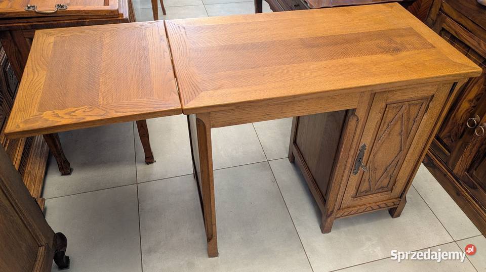 Piękne dębowe nieduże biurko z rozkładanym Dąbrowa Górnicza sprzedam