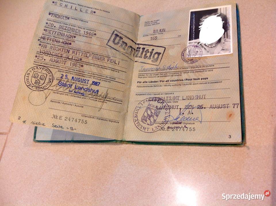 Stary niemiecki Paszport REISEPASS z 1977 r Nowa Sól