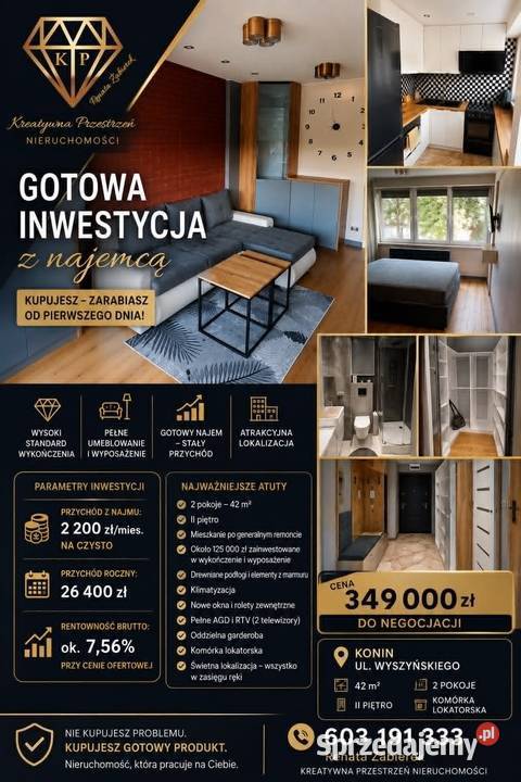 GOTOWA INWESTYCJA Z NAJEMCĄ NA SPRZEDAŻ 42m2