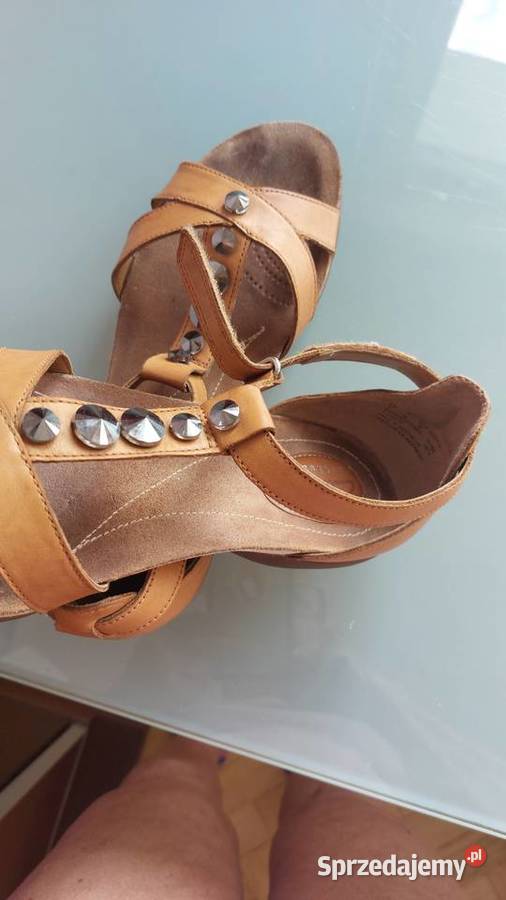 MARKOWE Sandały SKÓRA NATURALNA ZAPINANE NA RZEP Clarks Warszawa