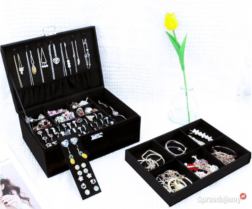 Szkatułka Kuferek Pudełko Organizer na Biżuterię Poraj