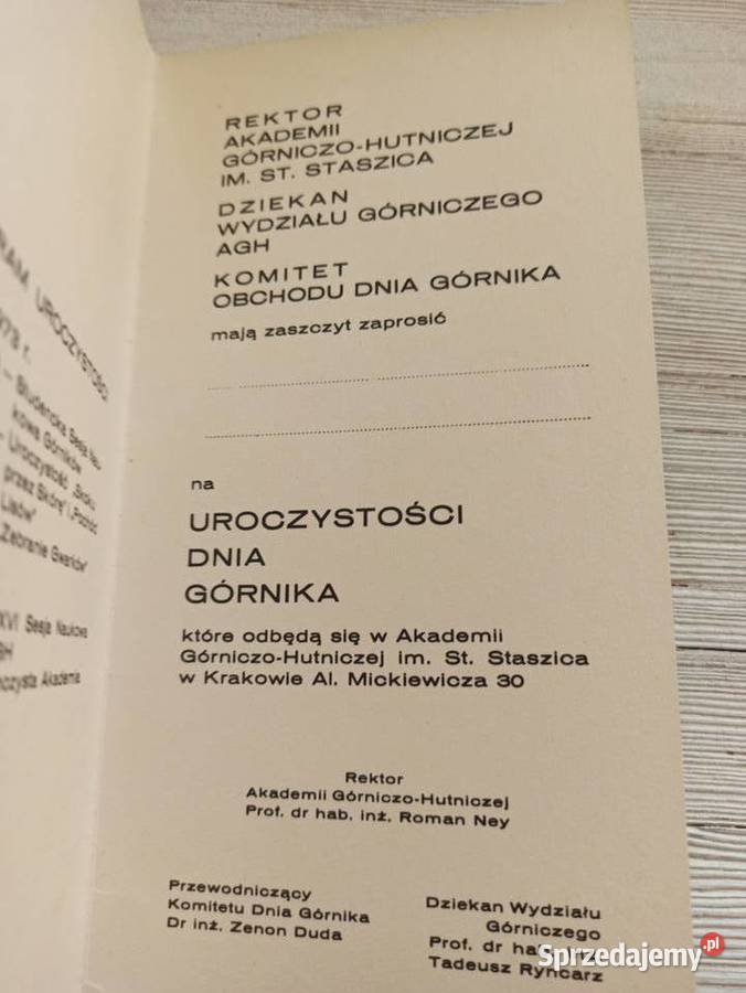 AGH Dzień Górnika 1973 zaproszenie Ostrów Wielkopolski