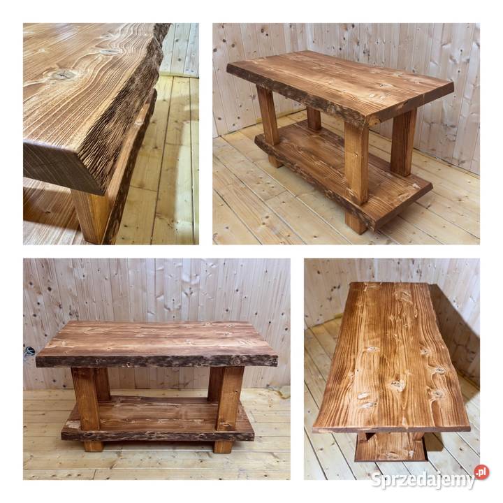 STOLIK KAWOWY Z PÓŁKĄ Z NATURALNYM OFLISEM Żabia Wola sprzedam