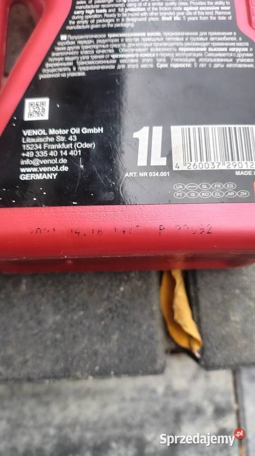 Olej do skrzyni Venol Gear Semisyntetic 75W90 Części samochodowe lubelskie Lublin sprzedam
