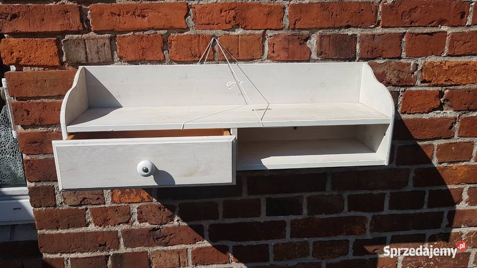 drewniana bielona półka z szufladką 78cm Półki Białogard