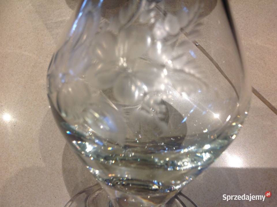 Wazon Szklany Grawerowany Stary sygnowany Nowa Sól