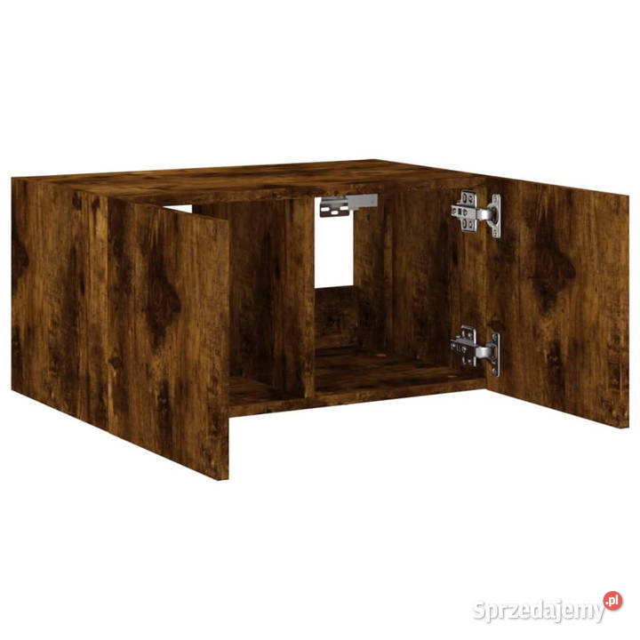 Ścienna szafka TV z LED przydymiony dąb 60x35x31