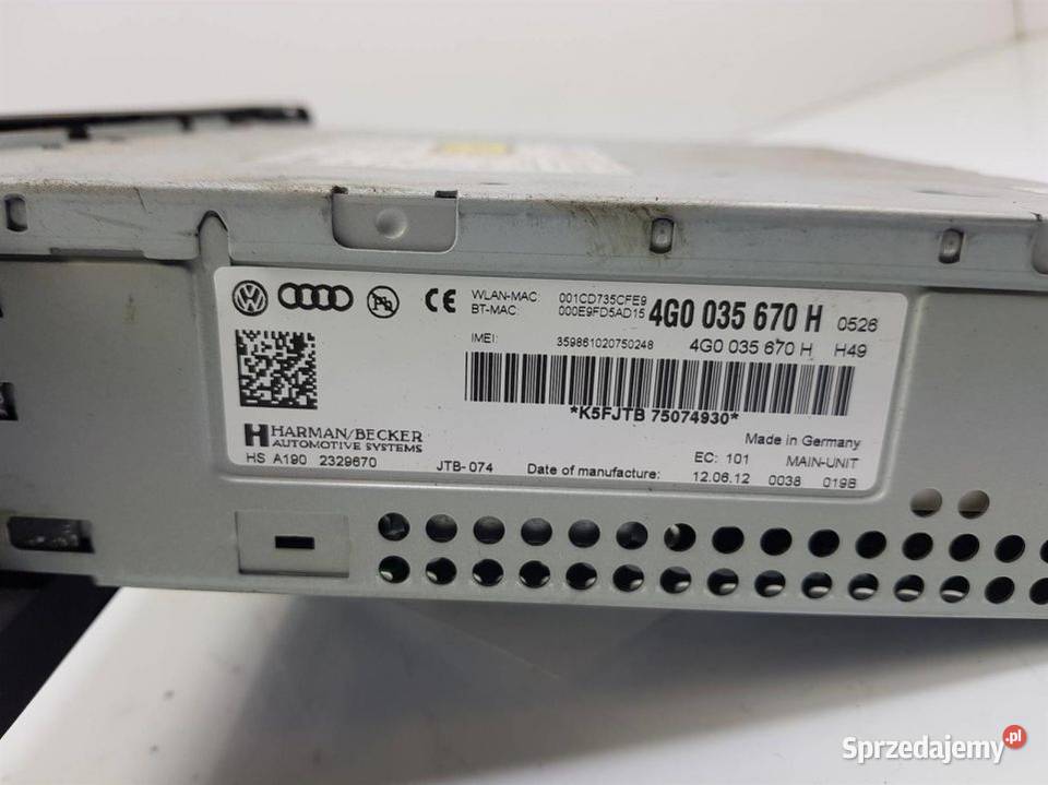 RADIO AUDI A6 C7 4G035670 Pozostałe