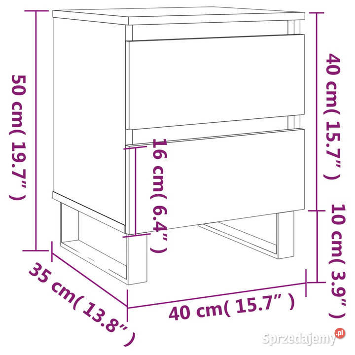 Szafki nocne 2 białe wysoki połysk 40x35x50 Warszawa