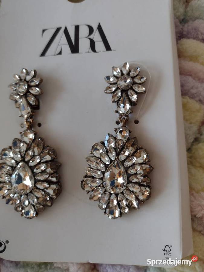 ZARA Bogato zdobione cyrkoniami kolczyki ślubne Kraków