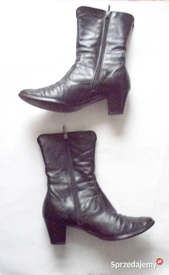 czarne kozaki 38 skórzane buty damskie 38 skóra inna sprzedam