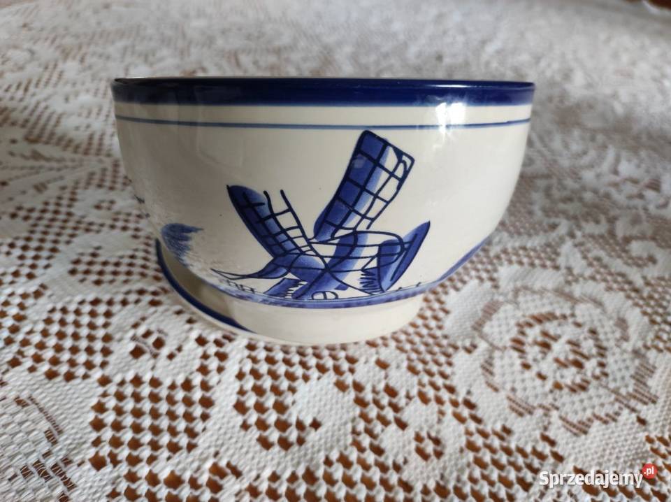 ceramiczna doniczka z podstawką Delft ptaki domy świętokrzyskie Kielce