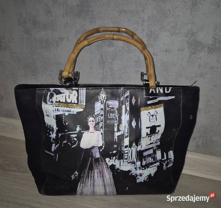 Torebka damska print bambusowe rączki Łódź