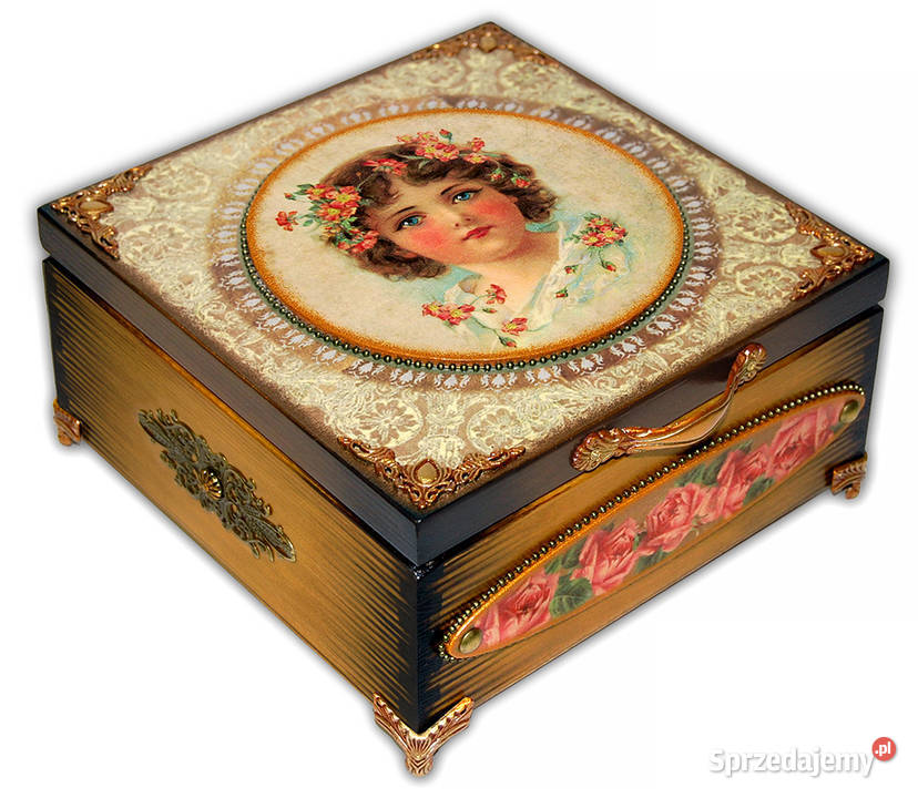 SZKATUŁKA pudełko drewniane VICTORIAN GIRL 20x20 Bydgoszcz