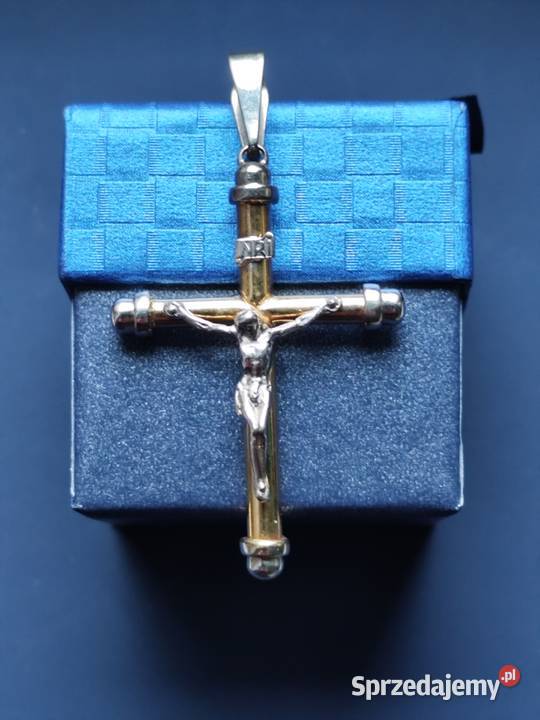 Piękna złota zawieszka krzyż świętokrzyskie Skarżysko-Kamienna