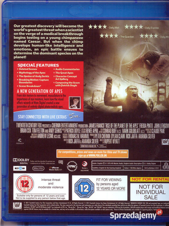 Rise of the Planet of the Apes kujawsko-pomorskie sprzedam