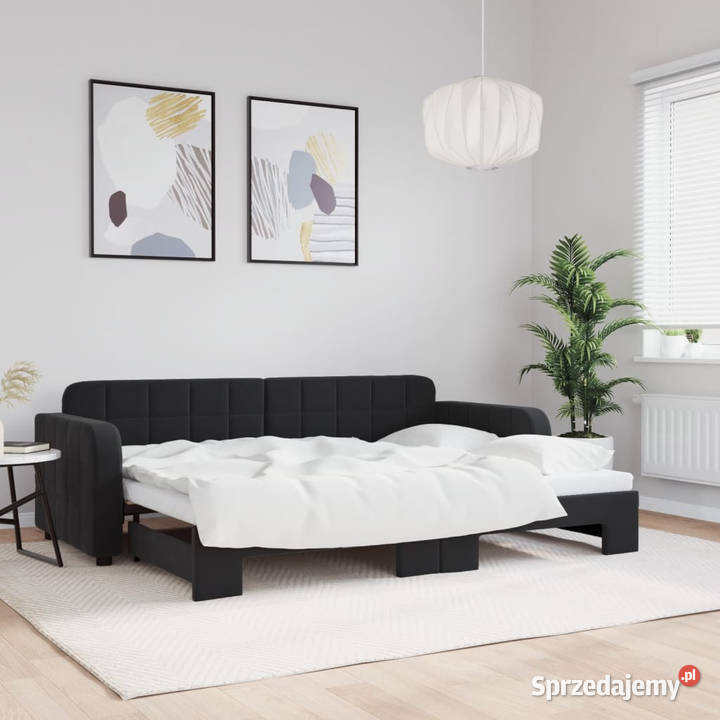 Sofa rozsuwana czarna aksamit 80x200 WM3196926 Warszawa