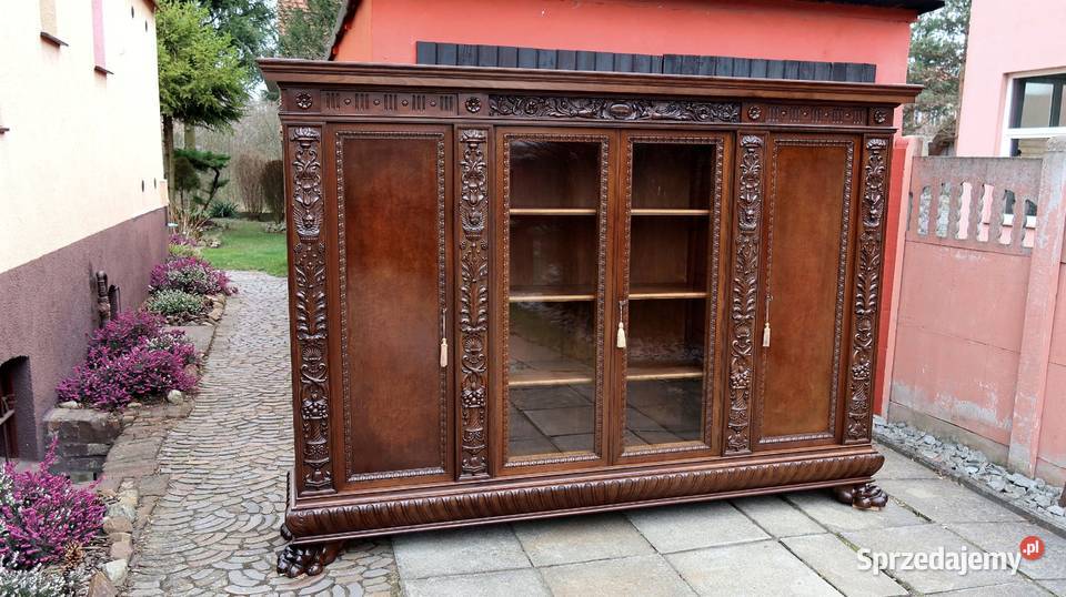 Unikatowa Neorenesansowa Dębowa Biblioteka 1920
