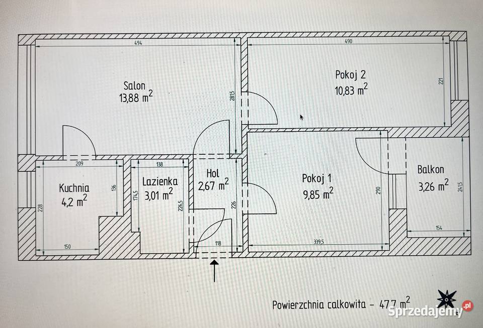 Lublin Tatary 3 pokoje 47m2 Rok budowy 1970