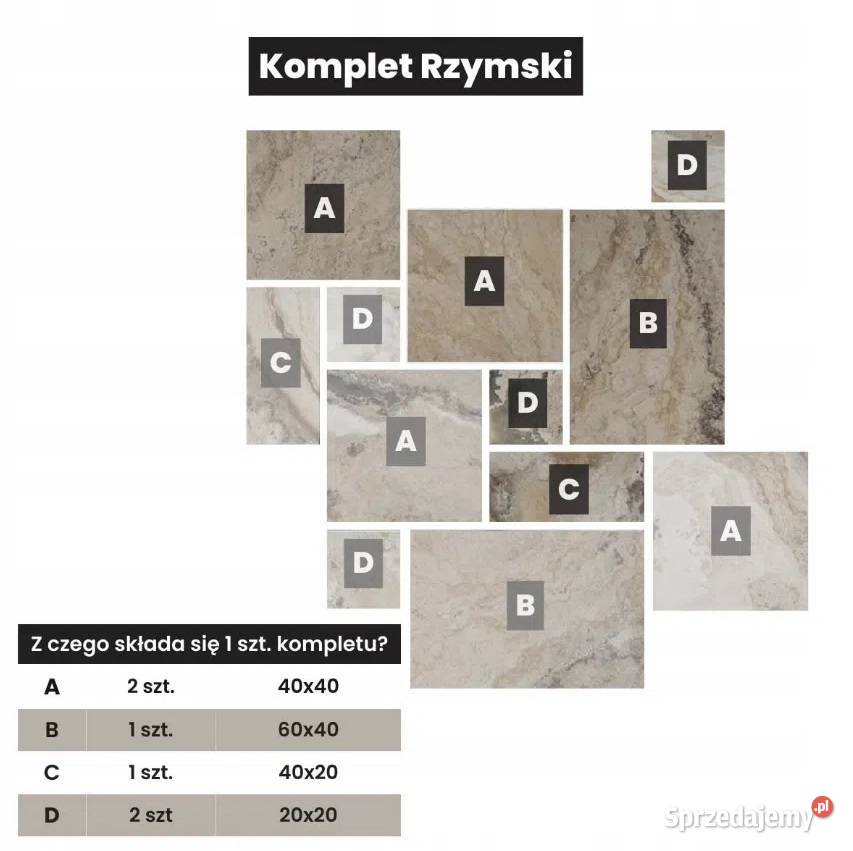 Komplet Kamienny Płytki Trawertyn ROMA 0742m2 mazowieckie Warszawa