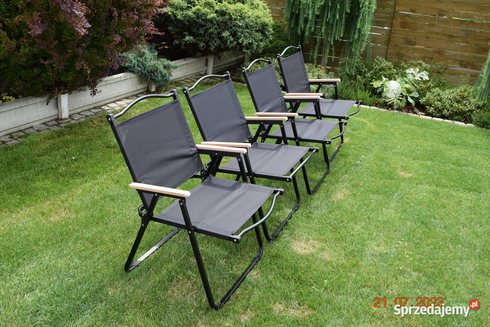 krzesło składane turystyczne campingowe czarne czarny