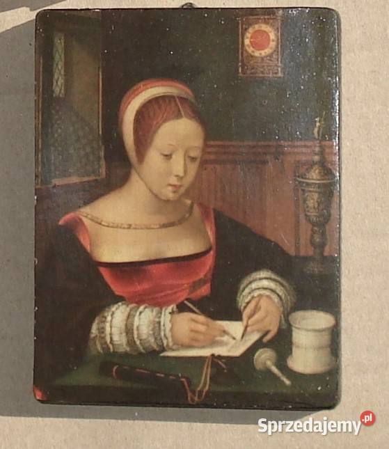 Obraz kobieta pisząca z lat PRL Warszawa