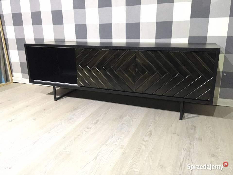 Szafka RTV retro vintage czarnaczarne fronty dolnośląskie Wrocław