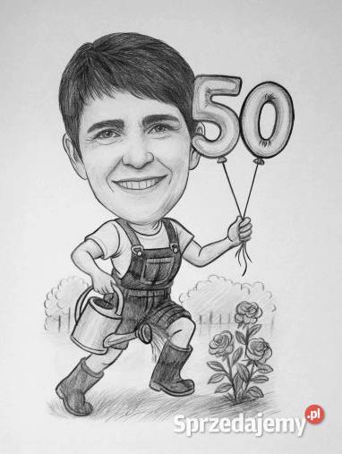 Karykatura Rysowana Ołówkiem śmieszny prezent ze