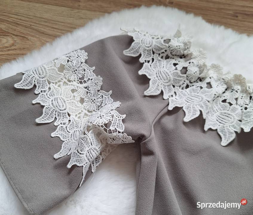 Konkowa bluzka z krótkim rękawem gipiura Kraków sprzedam